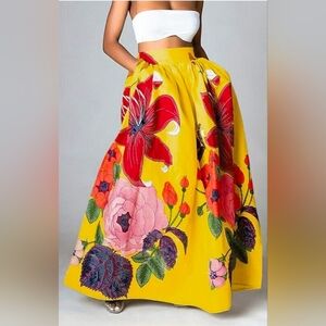 Floral Yellow Maxi Skirt